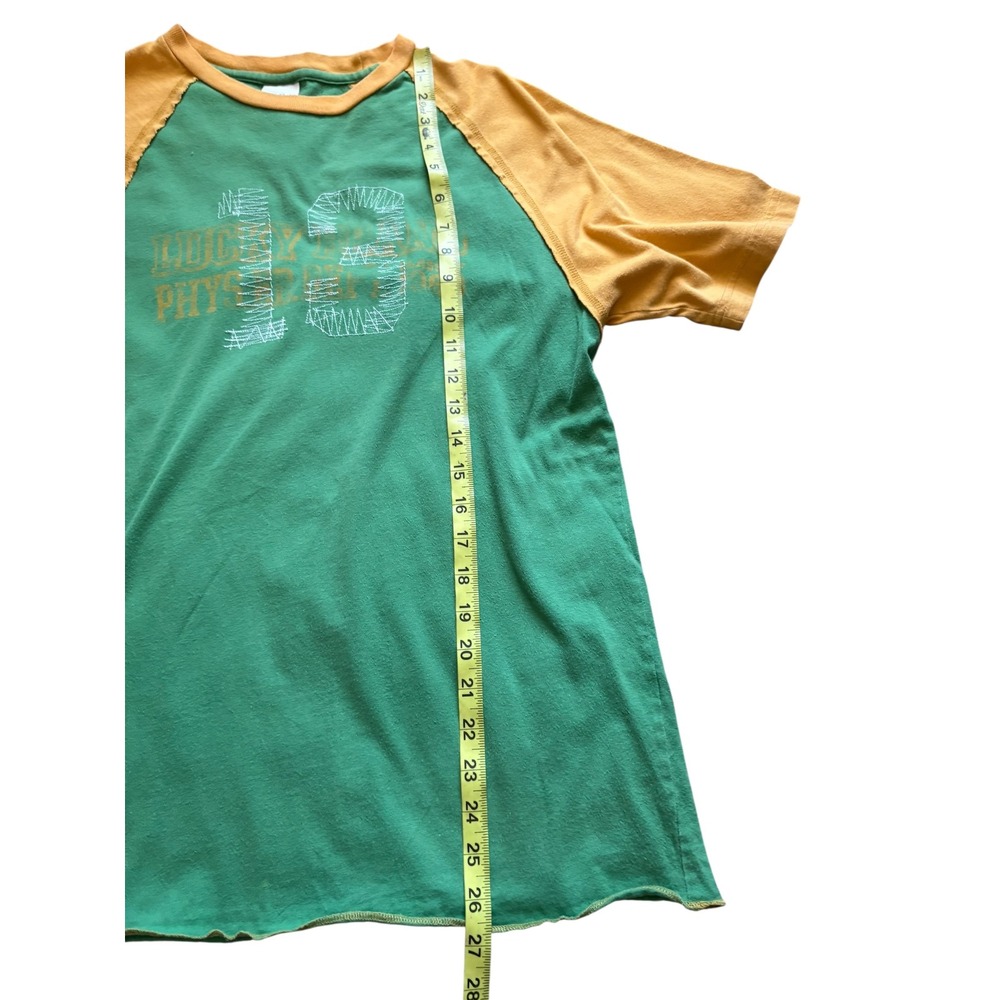 Lucky Brand Y2K Raglan Tee‎ Green Yellow Graphic Retro Men's Medium - Picture 5 of 7